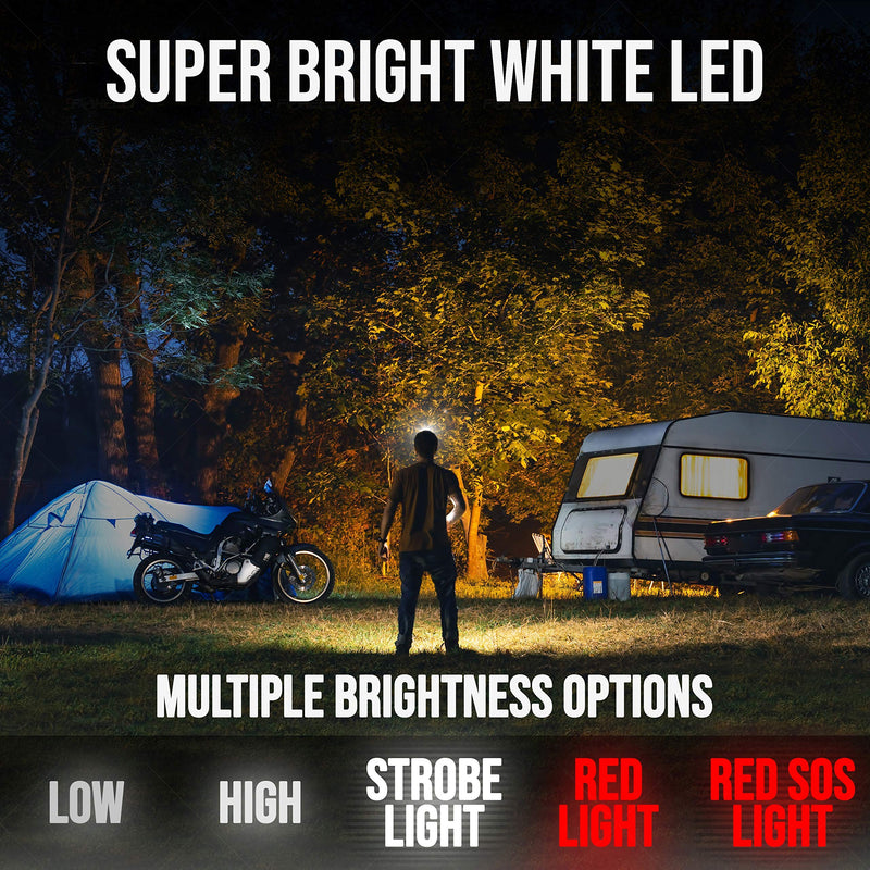 Foxelli USB Rechargeable Headlamp Flashlight - 180 Lumen, up to 40 Hours of Constant Light on a Single Charge, Bright White Led + Red Light, Compact, Easy to Use, Lightweight & Comfortable Headlight 2-Pack Black - NewNest Australia