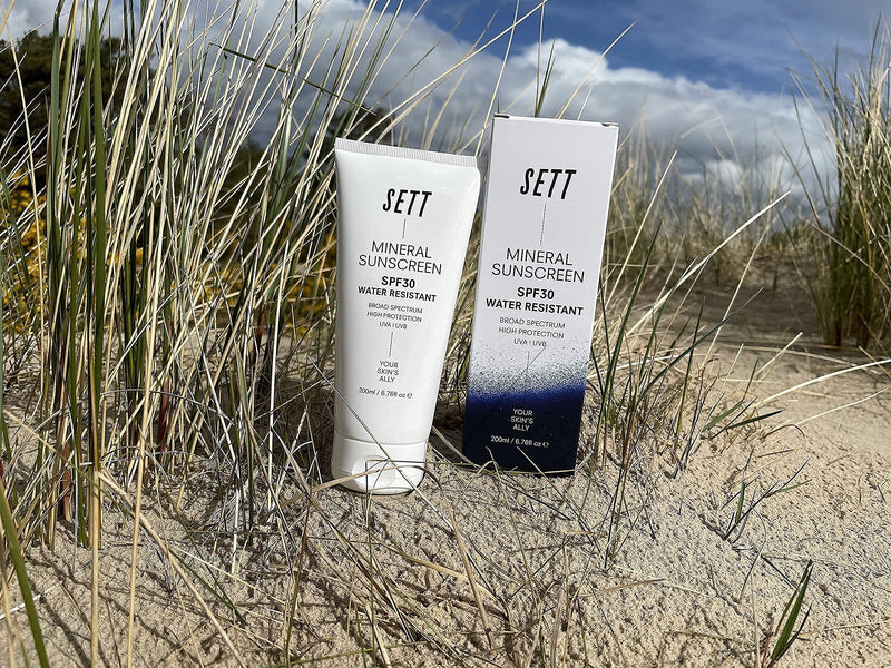 SETT SPF30 Reef Safe 100% Mineral Sunscreen 200ml. Rubs into skin clear. - NewNest Australia