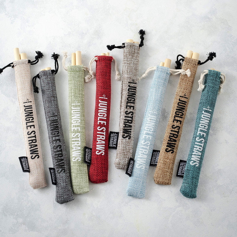 Jungle Straws® Reusable Bamboo Drinking Straws | Pack of 6 Including Boba Straw for Bubble Tea, Storage Bag, Pouch & Cleaning Brush | Zero Waste Natural Straws | Eco Friendly & Organic | Plastic Free Ash - NewNest Australia