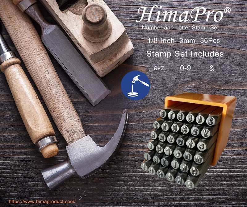 HimaPro Lowercase Number and Letter Stamp Set 36 pcs Industrial Grade Letters 'a'-'z', &', 0'-'9' in a Plastic Box (3mm - 1/8 Inch) 3mm (1/8 Inch) - NewNest Australia