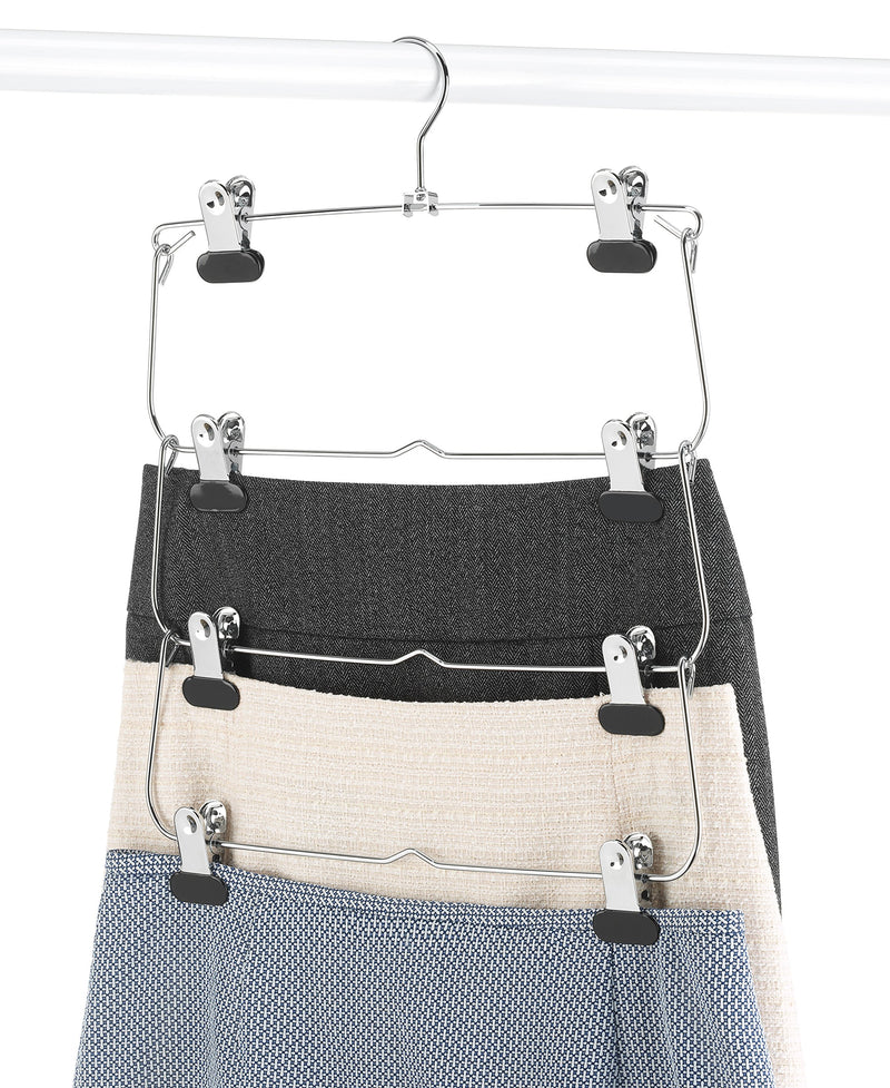 NewNest Australia - Whitmor 4-Tier Folding Skirt Hanger Chrome / Black 1 