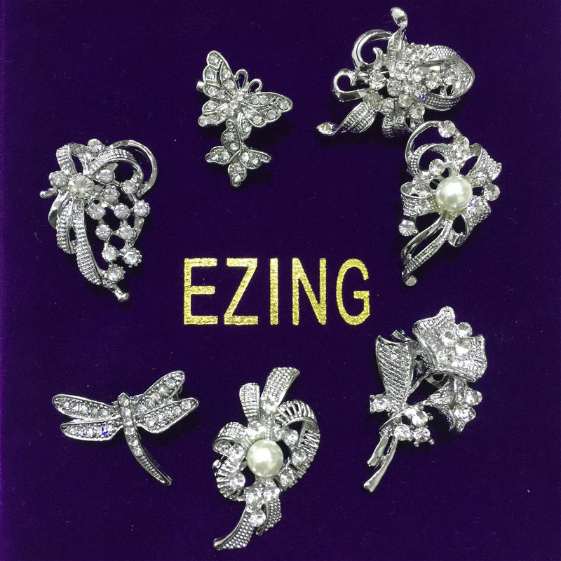 Ezing Lot 24pc Shining Rhinestone Crystal Brooches Pins DIY Wedding Bouquet Kit A - NewNest Australia