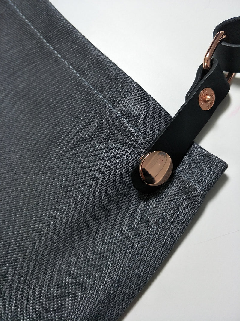 Luchuan Cotton Grey Denim Restaurant Work Aprons with the Adjustable Genuine Leather Belt (style 1 : 33.8"x 25") style 1 : 33.8"x 25" - NewNest Australia