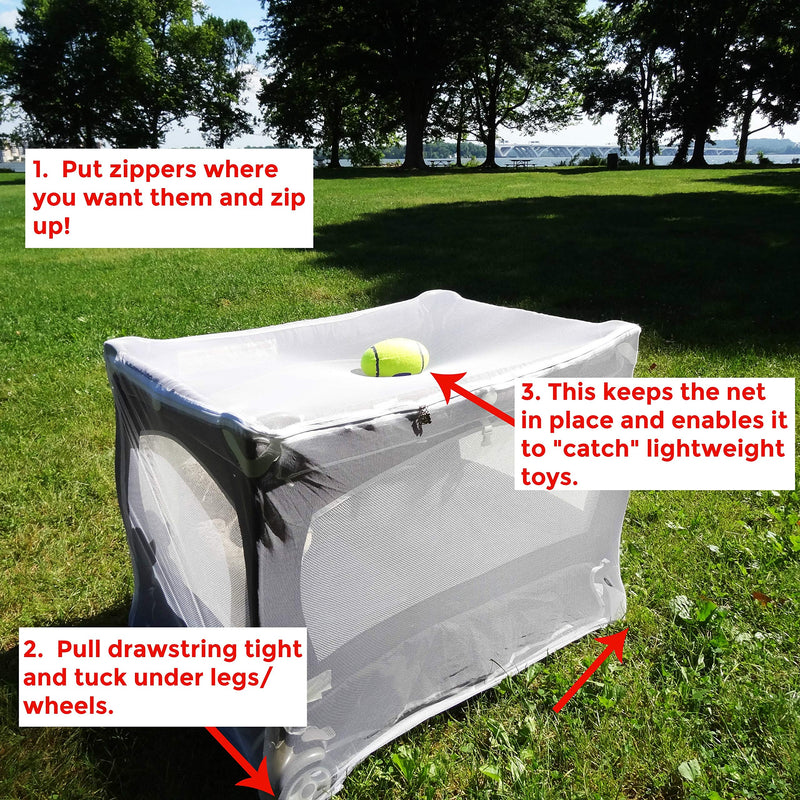 Baby Playpen Mosquito Net with Zippers, Premium Quality by Tedderfield, for Pack ‘n Play Playpens, Strollers, Easy Zip Access to Baby, Drawstring Base, Ideal Portable Bug Netting - NewNest Australia