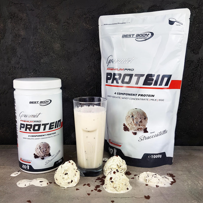 Best Body Nutrition Gourmet Premium Pro Protein, Stracciatella, 4 Component Protein Shake: Caseinate, Whey Concentrate, Whey Isolate, Egg Protein, 1 Kg Zip Bag - NewNest Australia