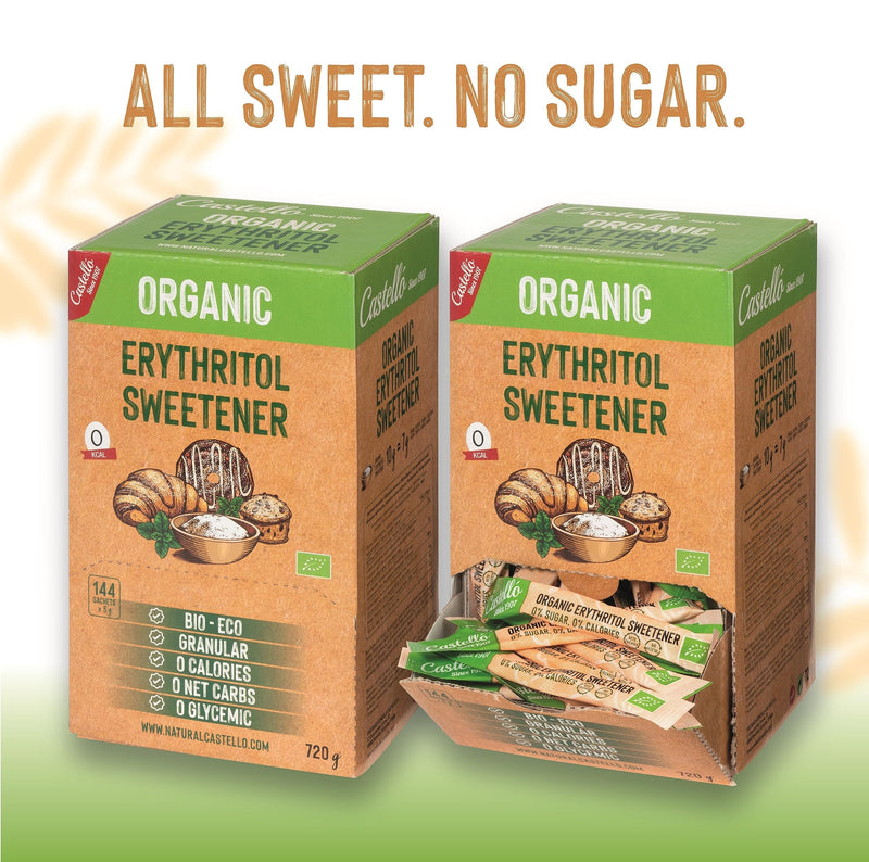 Natural Erythritol Bio Organic | 144 Bags Of 5G | Sugar Substitute - Keto And Paleo - 0 Glycemic Index - Calorie Free - 0 Net Carbs - No Gmo - Castello Since 1907-720 G - NewNest Australia