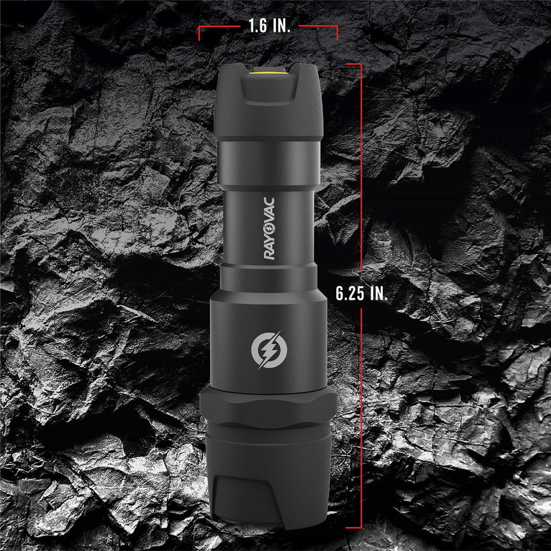 Rayovac - DIY3AAA-BE Virtually Indestructible LED Flashlight, 300 Lumen Waterproof Tactical Flashlight - Super Bright High Mode LED Flashlights for Camping, Hiking, Dog walking Black - NewNest Australia