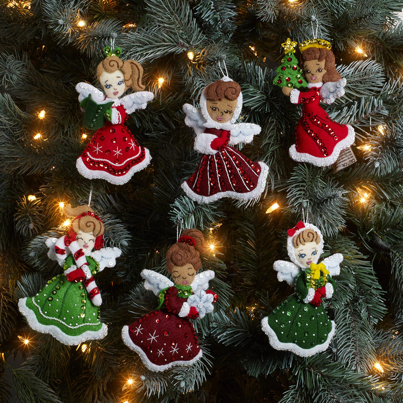 Bucilla Felt Applique Ornament Kit, Christmas Angels Set of 6 Felt Applique Ornament Making Kit, Perfect for DIY Needlepoint Arts and Crafts, 89493E - NewNest Australia