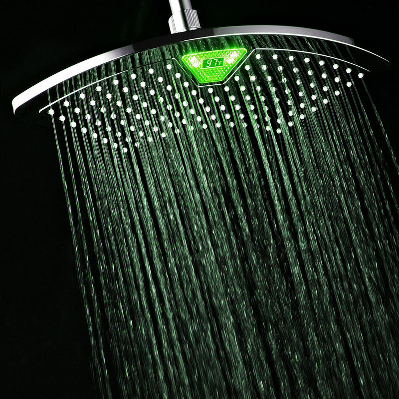 Dream Spa AquaFan 12 inch All-Chrome Rainfall-LED-Shower-Head with Color-Changing LED/LCD Temperature Display - NewNest Australia