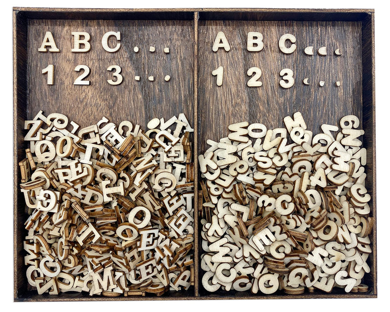 592 Pieces 1/2 Inch Mini Wooden Alphabet Letters and Unfinished Wood Numbers with Rustic Storage Tray for Scrapbooking DIY Crafts Homemade Gifts - NewNest Australia