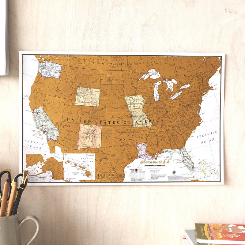 NewNest Australia - Scratch Off Map of The World Poster - Travel Gift + BONUS USA Scratch Map - Maps International - 50 Years of Map Making - Cartographic Detail Featuring Country & State Borders 17 x 22 Scratch the World + Bonus USA Map 