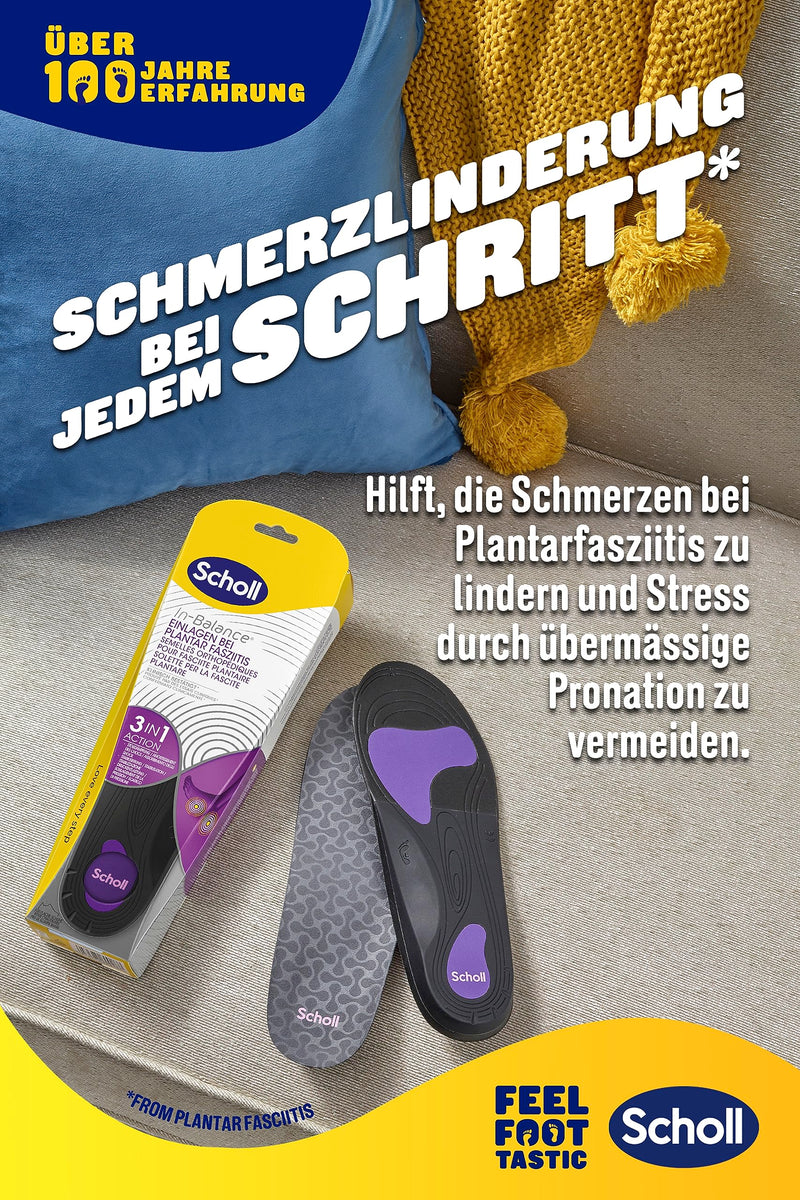 Scholl In-Balance insoles for plantar fasciitis - support on the heel for pain relief (40-42) Black 40-42 - NewNest Australia