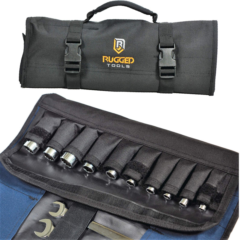 32 Pocket Tool Roll Organizer - Wrench Organizer & Tool Pouch - Wrench Roll Includes Pouches for 10 Sockets - Roll Up Tool Bag for Electrician, HVAC, Plumber, Carpenter or Mechanic - From Rugged Tool - NewNest Australia