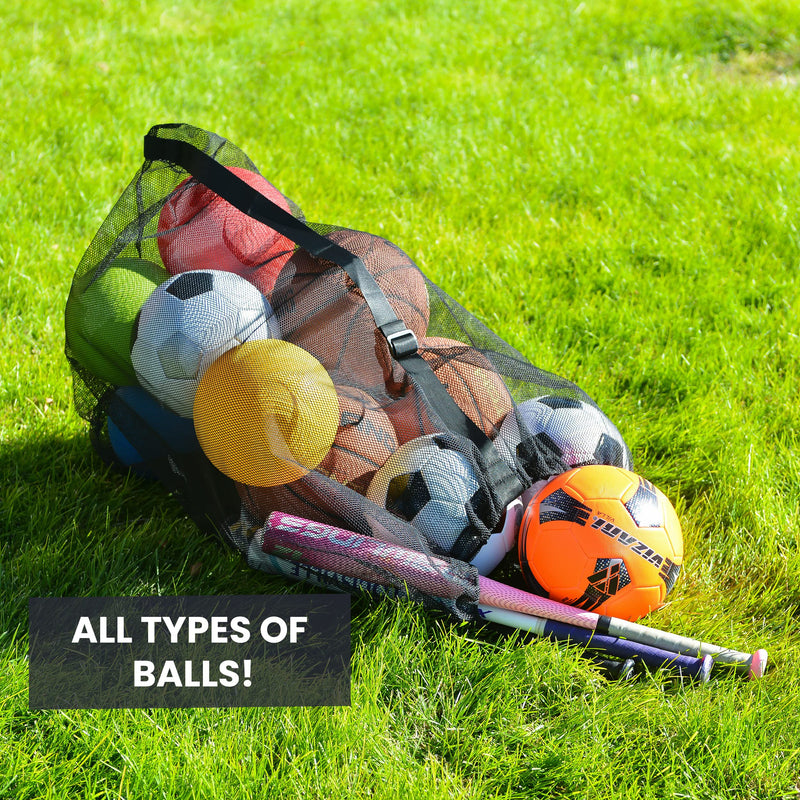 Soccer Ball Bag - Sports Equipment Bag, Mesh Laundry Bag, Beach Bag or Snorkel Gear Bag with Shoulder Strap - Extra Large 30 Inches X 40 Inches Commercial Grade Mesh - Perfect for Equipment Storage, Soccer Balls, Scuba Gear, Beach Toys, Basketball Bag ... - NewNest Australia