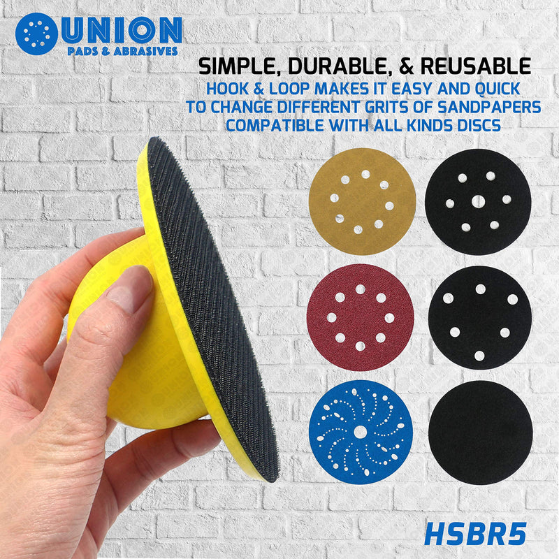 Union Pads & Abrasives HSBR5 5 Inch Hook & Loop Round Sanding Block, Hand Sanding Block Pad/Manual Sander Ideal Loop Block For Wood, Furniture, Auto Body Metal Polish Block, Glass Polishing/Buffing 5 Inch Round Sanding Block - NewNest Australia