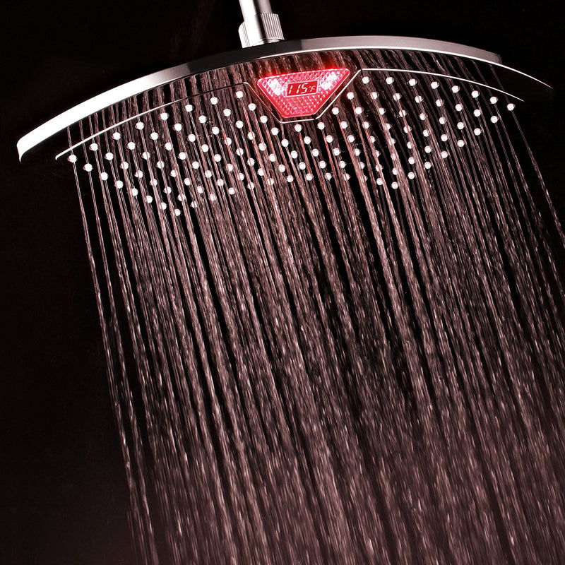 Dream Spa AquaFan 12 inch All-Chrome Rainfall-LED-Shower-Head with Color-Changing LED/LCD Temperature Display - NewNest Australia