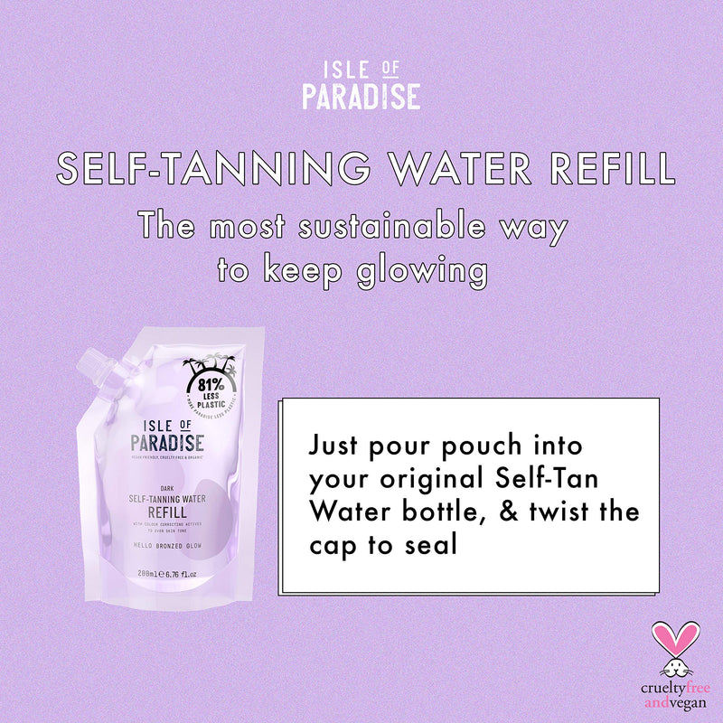 Isle of Paradise Fake Tan Water Refill, Violet (200 ml) Hydrating Self Tanning Water, Natural Ingredients & Vegan, dark Water Dark Refill - NewNest Australia