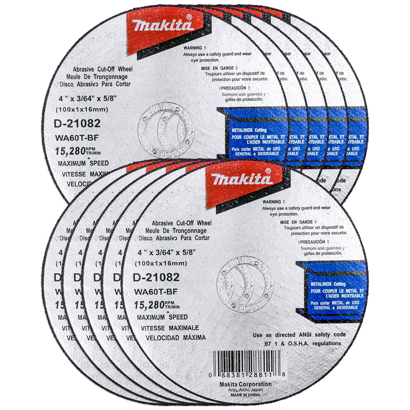 Makita 10 Pack - 4 Inch Cut Off Wheels For 4" Grinders - Aggressive Cutting For Metal & Stainless Steel - NewNest Australia