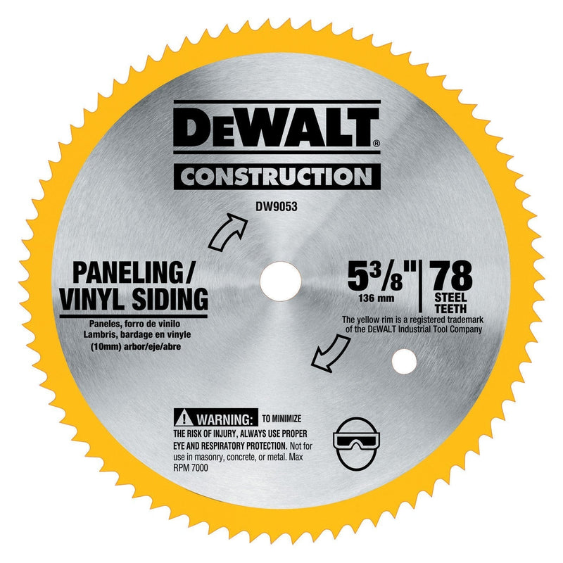 DEWALT DW9053 5-3/8-Inch 80 Tooth Paneling and Vinyl Cutting Steel Saw Blade with 10 mm Arbor - NewNest Australia