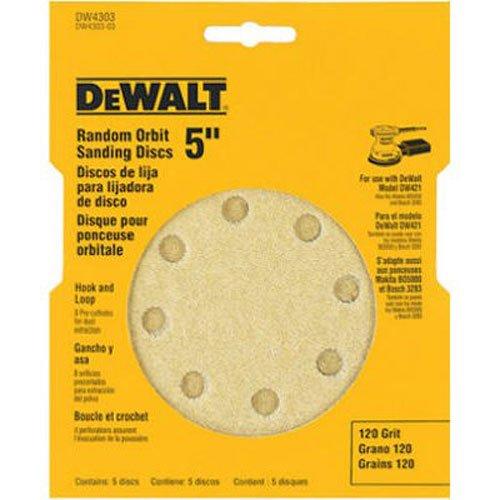 DEWALT DW4303 5-Inch 8-Hole 120-Grit Hook-and-Loop Random Orbit Sandpaper (5-Pack) - NewNest Australia