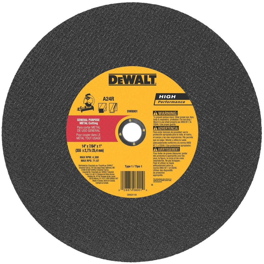 DEWALT DW8001 General Purpose Chop Saw Wheel, 14-Inch X 7/64-Inch X 1-Inch - NewNest Australia