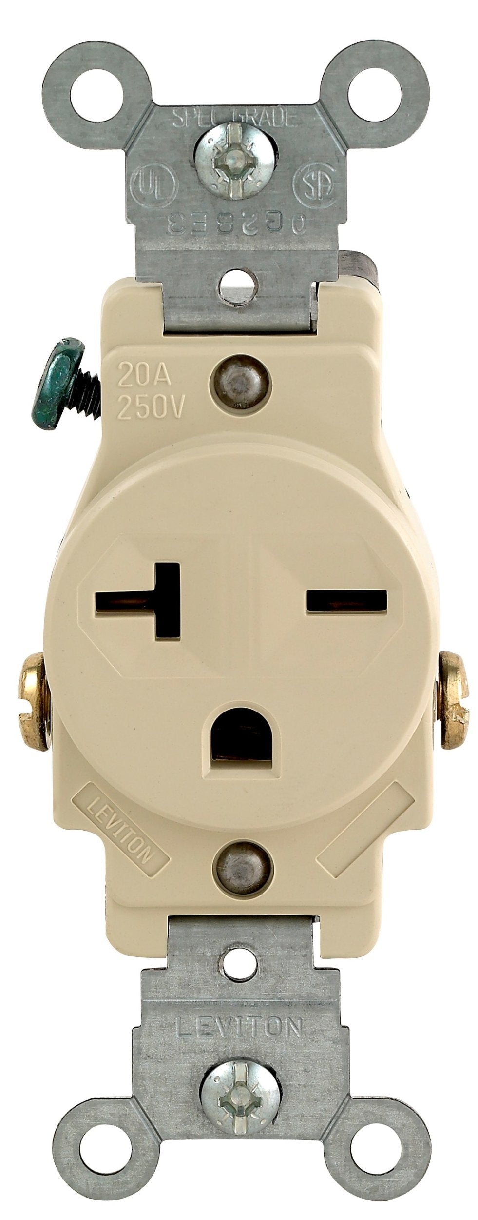 Leviton 106-5821-ISP S01-05821-0Is Single Receptacle, 125 Vac, 20 A, 2 Pole, 3 Wire, Brown - NewNest Australia