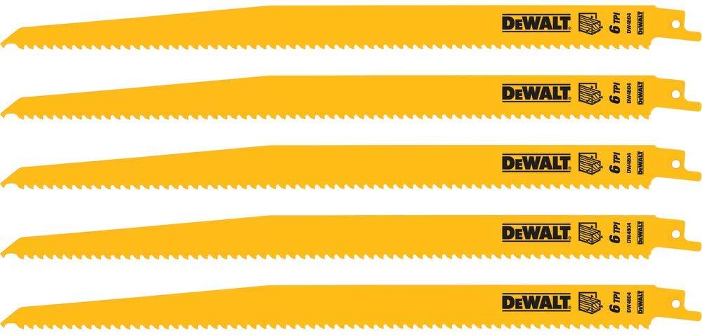 DEWALT Reciprocating Saw Blades, Bi-Metal, 12-Inch, 6 TPI, 5-Pack (DW4804) - NewNest Australia