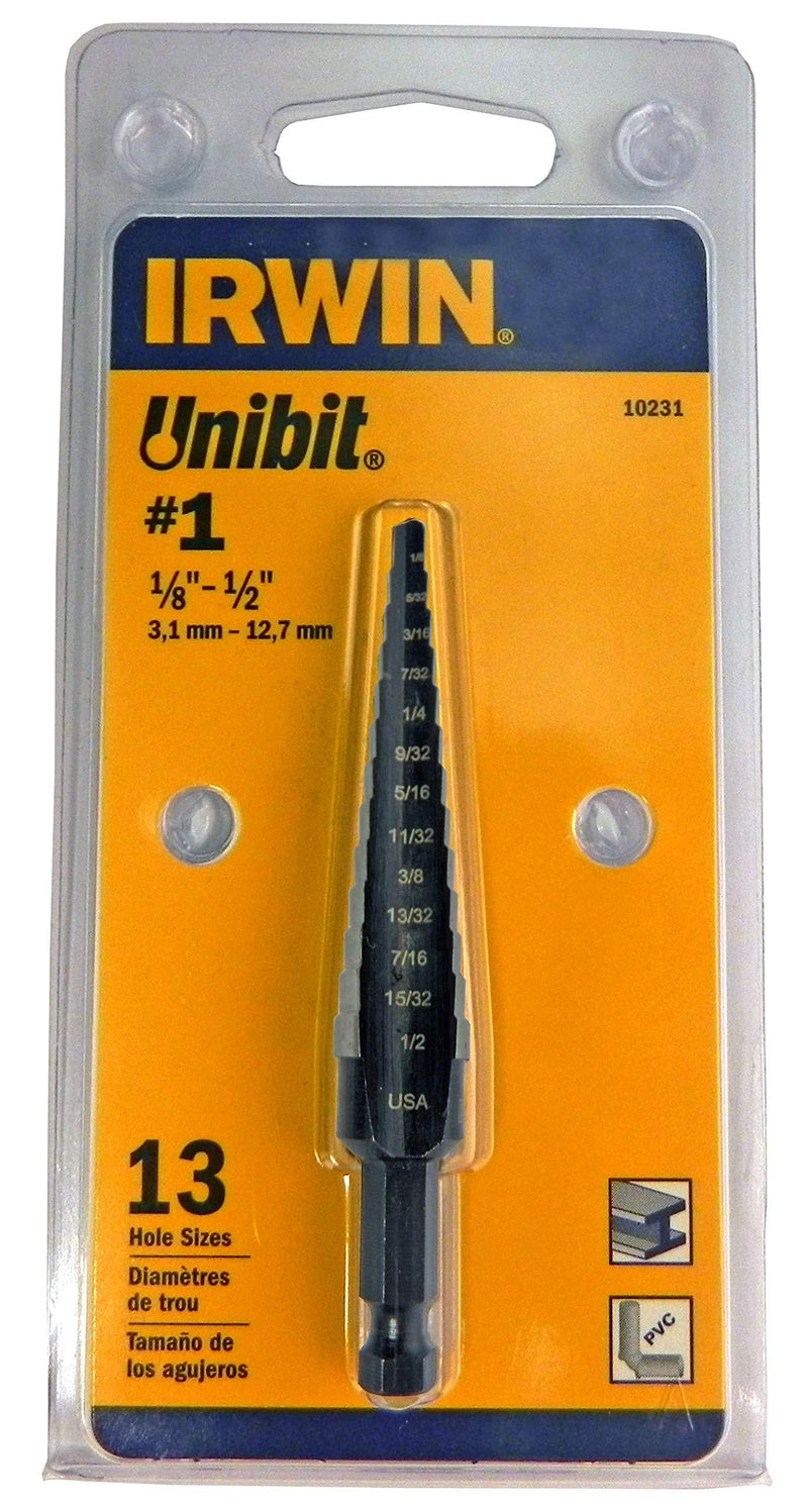 IRWIN Step Drill Bit, 1/8-Inch to 1/2-Inch Step, 1/4-Inch Shank (10231) 1/2 inches - NewNest Australia