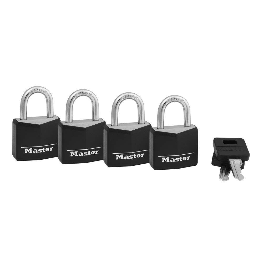 Master Lock 131Q Covered Aluminum Padlock with Key, Black, 4 Pack - NewNest Australia