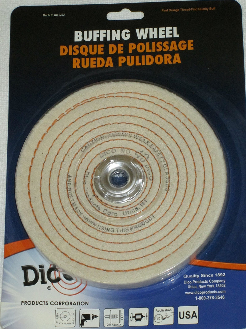 Dico 527-40-6 1/4-Inch Spiral Sewn 6-Inch Diameter 1/2-Inch Thick Buffing Wheel, White (7000194) 6" - NewNest Australia