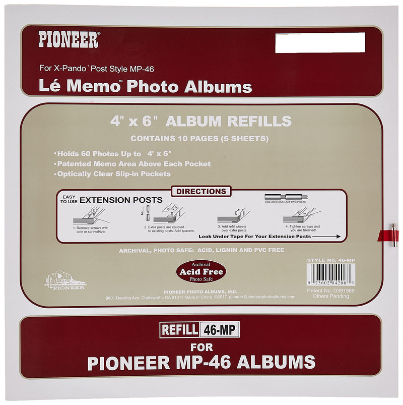 Pioneer Memo Pocket Album Refill 4-Inch by 6-Inch for mp-46 albums - NewNest Australia