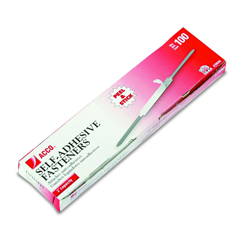 ACCO Self-Adhesive Fasteners, 2" Capacity, Economy, 100 Fasteners/Box (70020), Silver (A7070020) - NewNest Australia