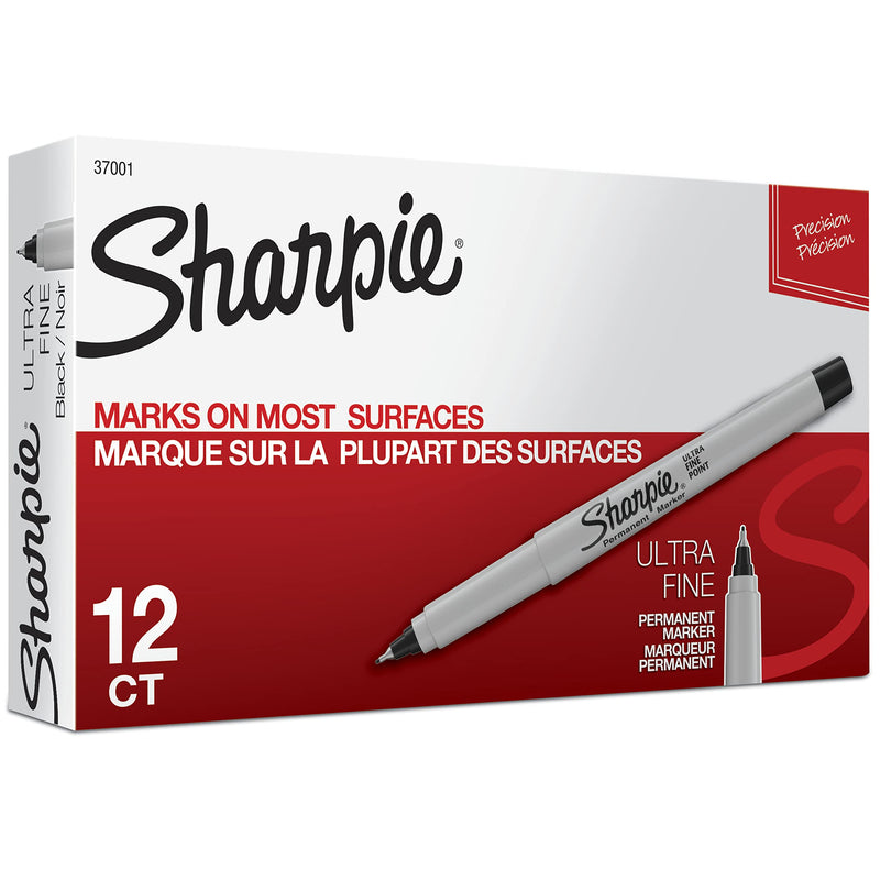 Sharpie Permanent Markers, Ultra Fine Point, Black, 12 Count - NewNest Australia