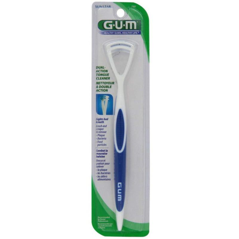 GUM - 760RB Dual Action Tongue Cleaner Brush and Scraper (Colors May Vary) 1 Tongue Cleaner - NewNest Australia
