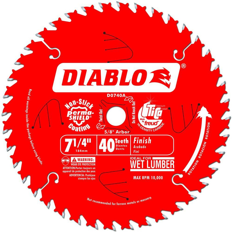 Freud D0740A Diablo 7-1/4 40 Tooth ATB Finishing Saw Blade with 5/8-Inch Arbor, Diamond Knockout, and PermaShield Coating 1-Pack - NewNest Australia