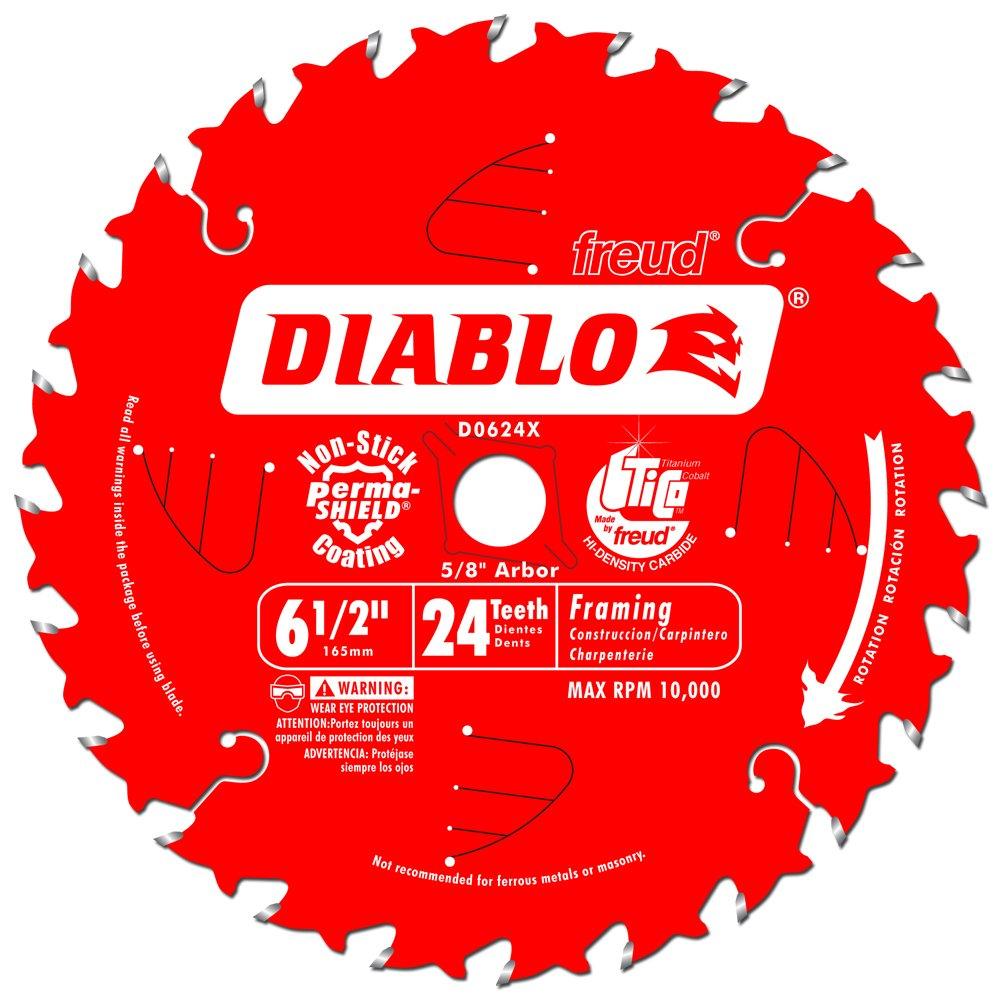 Freud D0624X Diablo 6-1/2-Inch 24-Tooth ATB Framing Saw Blade with 5/8-Inch Arbor - NewNest Australia