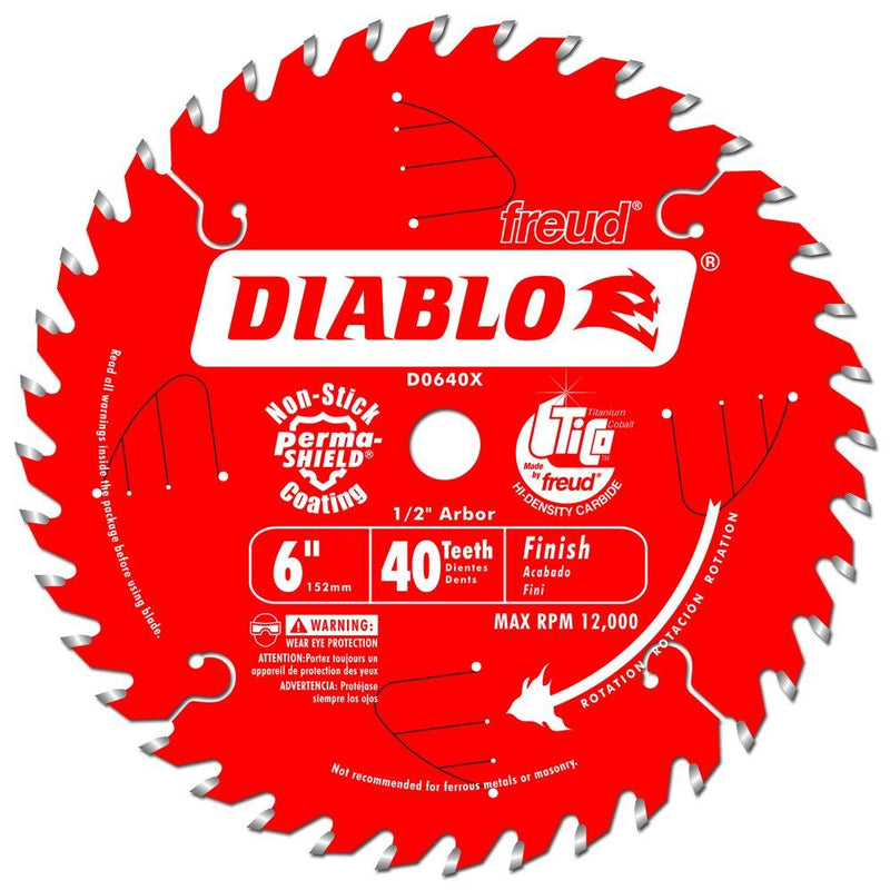 Freud D0640X Diablo 6-Inch 40 Tooth ATB Trim Saw Blade with 1/2-Inch Arbor 1-Pack - NewNest Australia