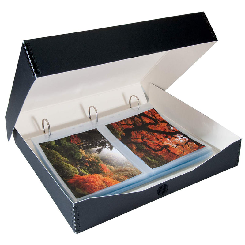 Lineco LIN-733-BB3D Archival Oversized 3-Ring Album Box with Clamshell Style Lid, 13" x 11-7/16" x 2-3/8", Black - NewNest Australia