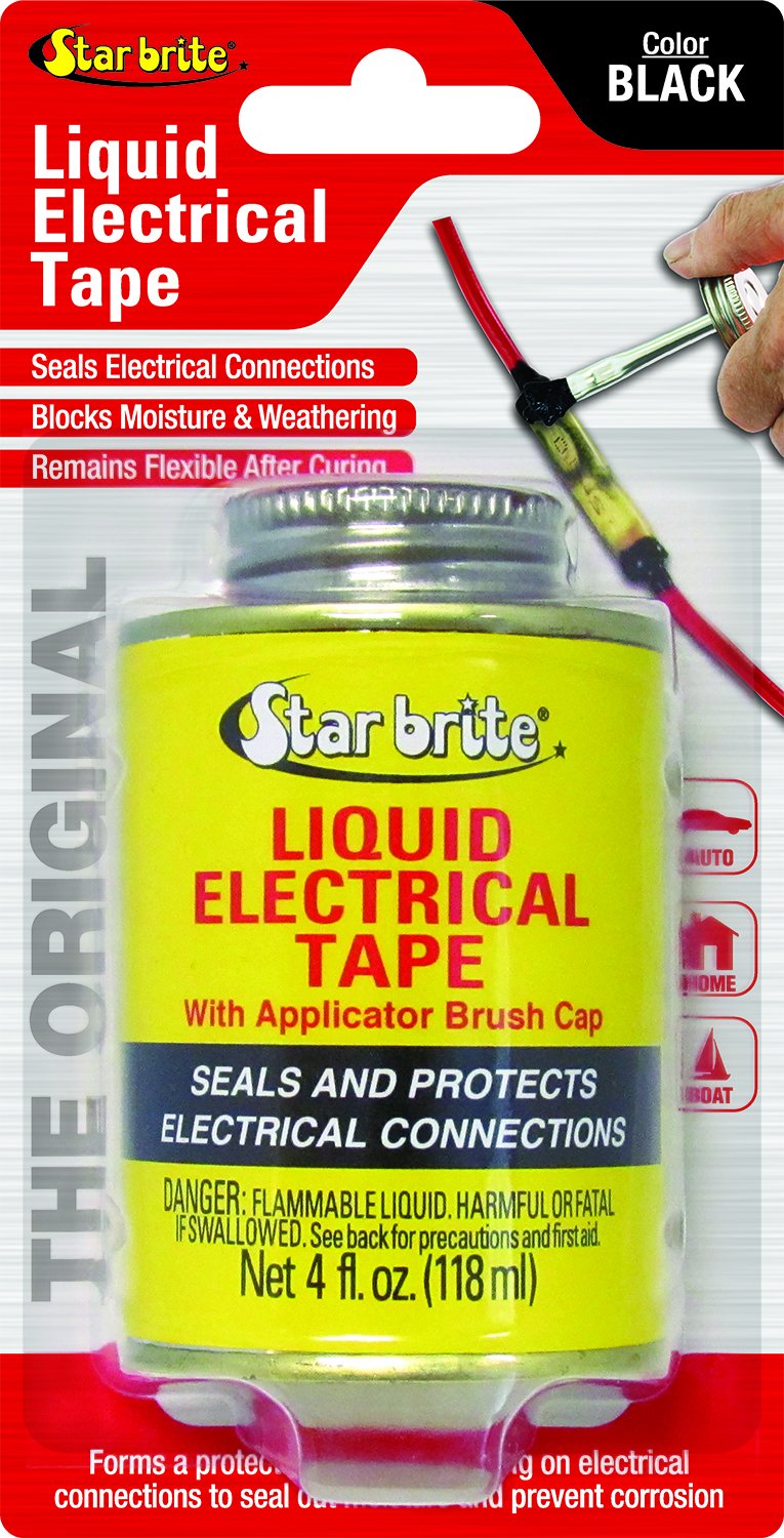 STAR BRITE Liquid Electrical Tape - 4 FL Oz Can With Applicator Brush Cap - Protective, Airtight, Waterproof, Flexible, Dielectric Coating - Indoor & Outdoor Use Black 4 Oz - NewNest Australia