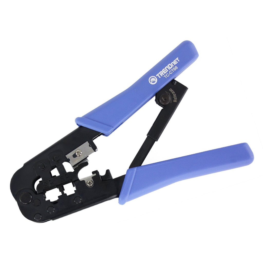 TRENDnet Crimping Tool, Crimp, Cut, And Strip Tool, For Any Ethernet or Telephone Cable, Built-In Cutter And Stripper, 8P-RJ-45 And 6P-RJ-12, RJ-11, All Steel Construction, Black, TC-CT68 - NewNest Australia