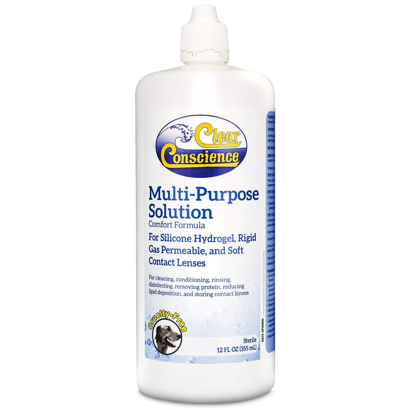 Clear Conscience Contact Lens Solution, Contact Solution & Saline Solution for Complete Eye Solution - Multipurpose Solution for Contact Lenses with Cruelty Free Instruction Guide, 12oz (Pack of 1) 12 Fl Oz (Pack of 1) - NewNest Australia
