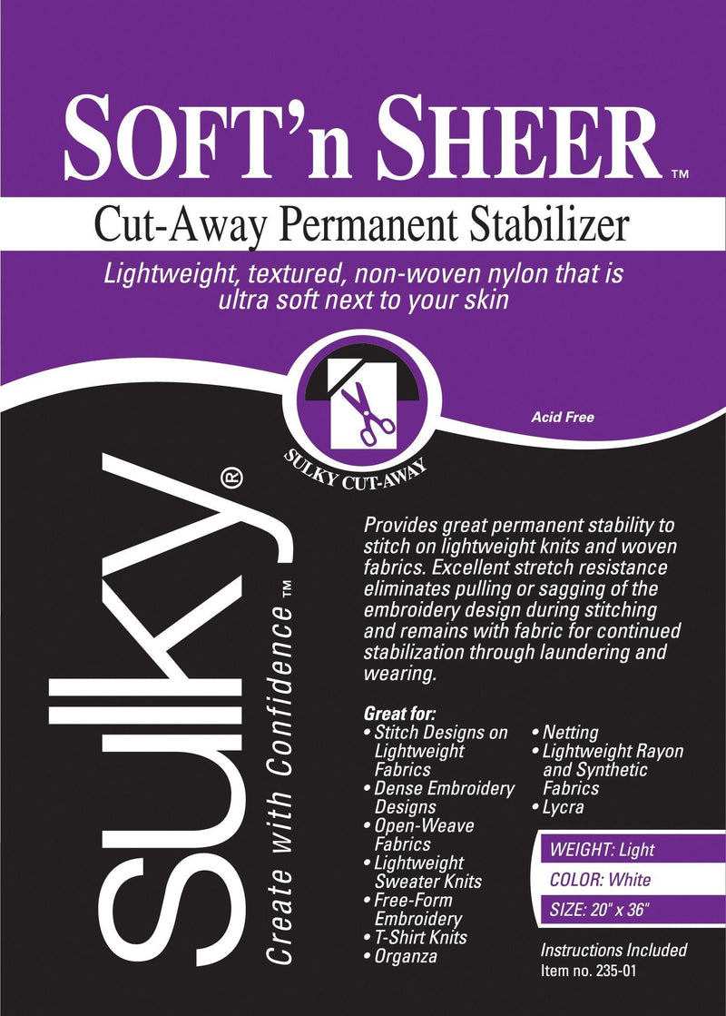 Sulky Of America 235-01 Cut Away Soft N Sheer Stabilizer, 20" by 1 yd, White - NewNest Australia