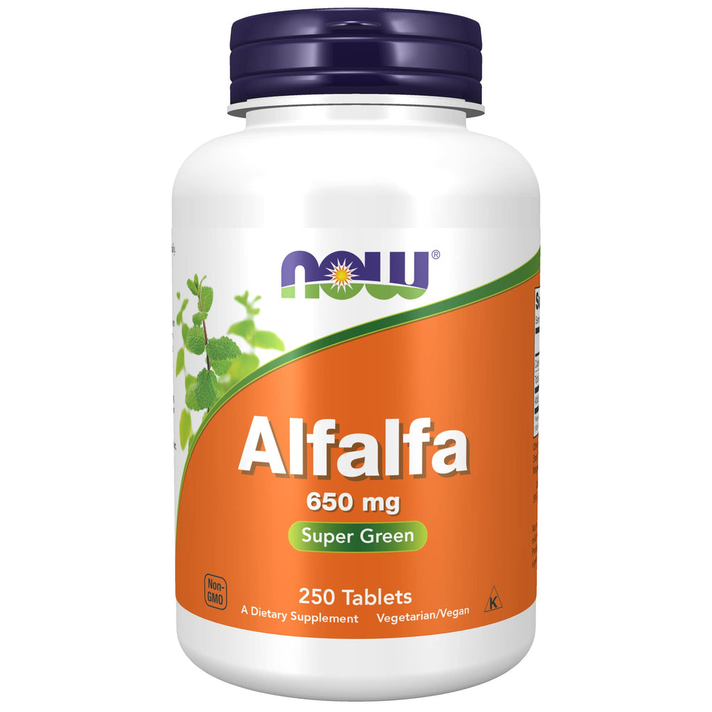 NOW Supplements, Alfalfa 650 mg source of Vitamin K, Green Superfoods, 250 Tablets - NewNest Australia