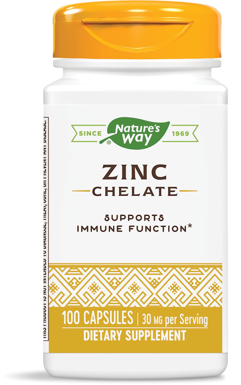 Nature's Way Zinc Chelate, Supports Immune Function*, 30 mg per Serving, 100 Capsules - NewNest Australia