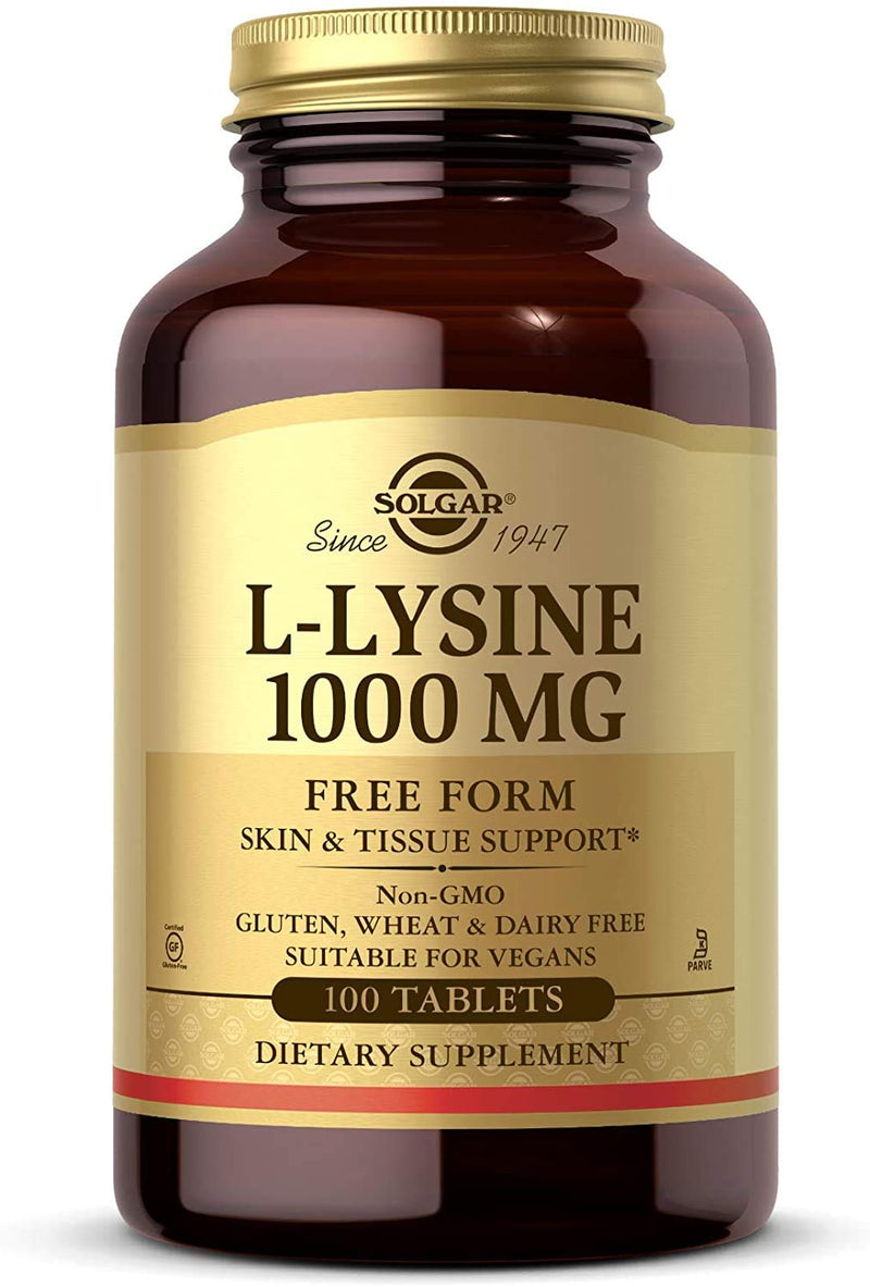 Solgar L-Lysine 1000 mg, 100 Tablets - Enhanced Absorption and Assimilation - Promotes Integrity of Skin and Lips - Collagen Support - Amino Acids - Non GMO, Vegan, Gluten Free - 100 Servings 100 Count (Pack of 1) - NewNest Australia