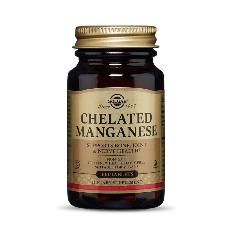 Solgar Chelated Manganese, 100 Tablets - Supports Bone, Joint & Nerve Health - Highly Absorbable - Non-GMO, Vegan, Gluten Free, Dairy Free, Kosher - 100 Servings - NewNest Australia