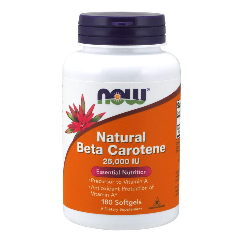 NOW Supplements, Natural Beta Carotene 25,000 IU, Essential Nutrition, 180 Softgels - NewNest Australia