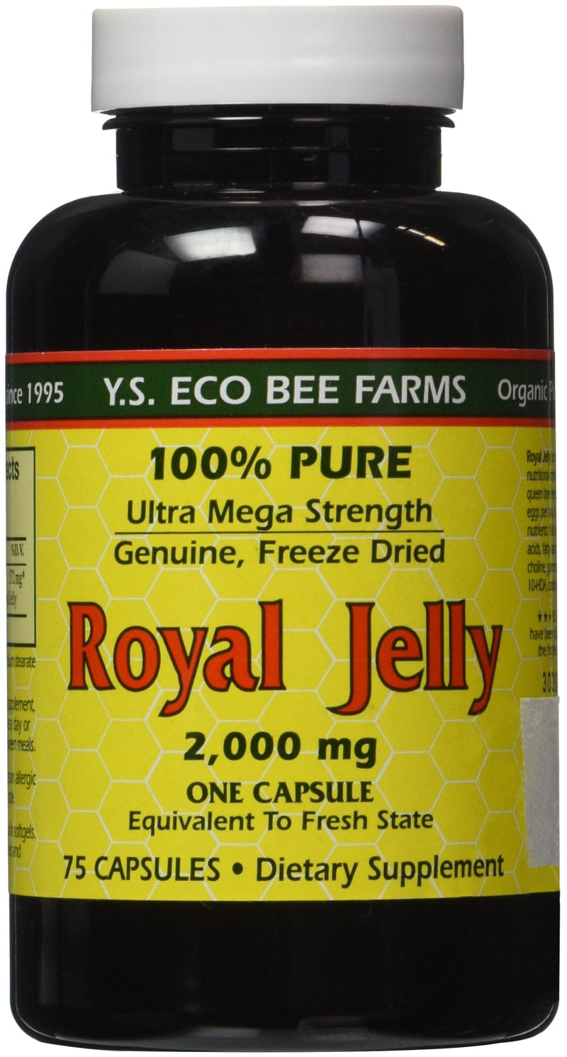 100% Pure Freeze Dried Fresh Royal Jelly - 2000 mg YS Eco Bee Farms 75 Caps - NewNest Australia