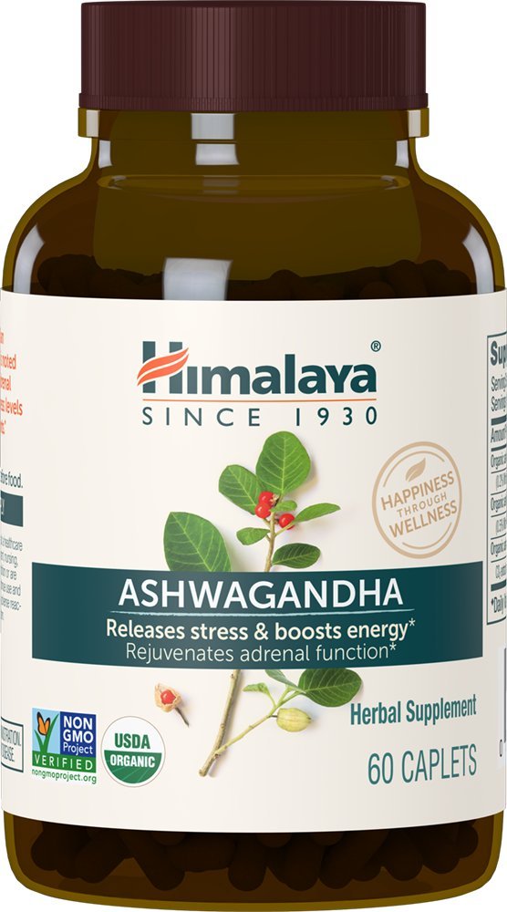 Himalaya Organic Ashwagandha, 2 Month Supply for Stress Relief, USDA Certified Organic, Non-GMO, Gluten-Free Supplement, 100% Ashwagandha powder & extract, 670 mg, 60 Caplets - NewNest Australia