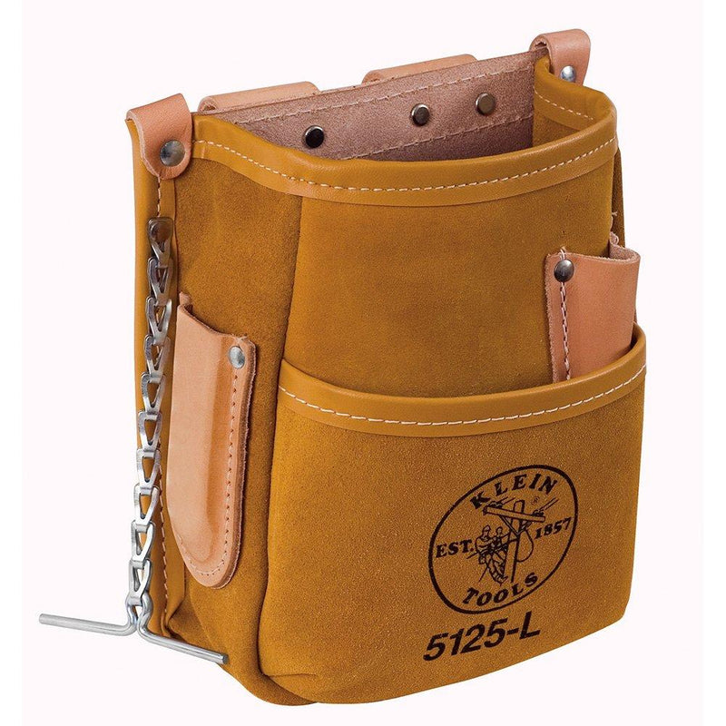 Pocket Tool Pouch with Tape Thong, Leather Klein Tools 5125L , Brown - NewNest Australia